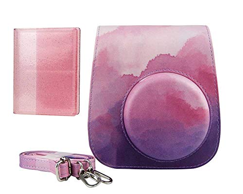 Dysel Sofortbildkamera Tasche Mini 11 Mit Album, Tragbare PU-Lederkamera Schutzhülle Tasche Mit Schultergurt auch…