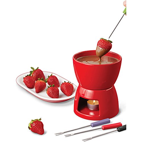 Wilton Ceramic Fondue Set, Red