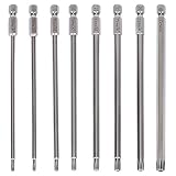 Tonsiki 8pcs 1/4 Inch Hex Shank T9-T40 6 Inch Length S2 Steel Hex Torx Security Head Drill Screwdriver Set Bits