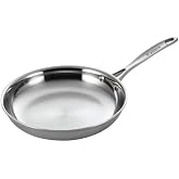 Scanpan Fusion 5 Stainless Steel 9 1/2 inch Fry Pan &ndash; Aluminum Core, Measuring Units, Drip-Free Rim, 18/10 Steel Interior, Oven Safe 480&deg;F, All Cooktops, Induction, Silver