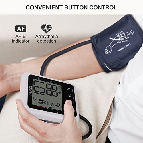 HOMIEE Blood Pressure Monitor with AC Adapter, 4" Large LCD Display Digital BP Machine, 917