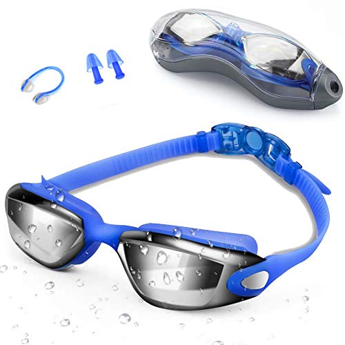Swim Goggles, Swimming Goggles, UV 400 Protection Anti Fog No Leaking Wide View Pool Goggles with Ear Plug Nose Clip & Protective Case for Women Men Adult Youth - Thumbnail 7
