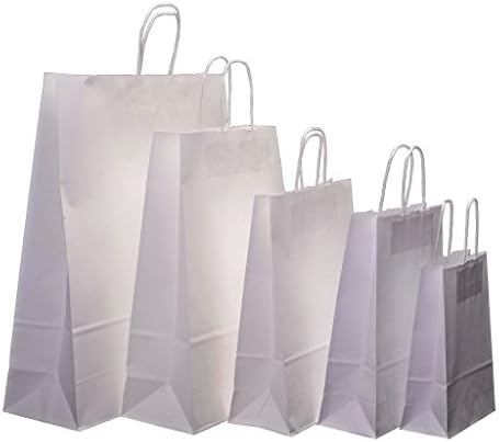 25 x White Kraft Twisted Handle Paper Carrier Bags, Select Size (Extra Large - 440x140x500mm)