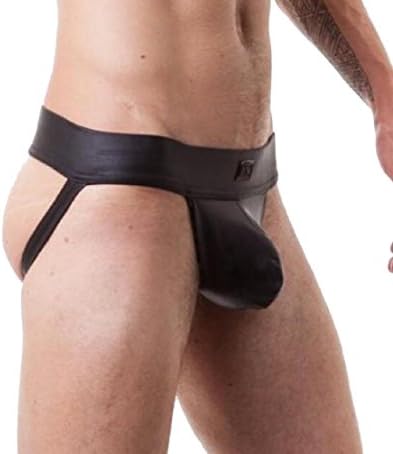 desolateness Men's Solid Faux Leather Jockstrap Thongs G-String Underwear Underpants
