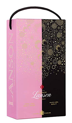 Champagne Lanson – Le Rosé 75cl + Le Black Label Brut 75cl – étui Message In The Bottle