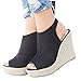 Younsuer Wedges Sandals For Womens Espadrille Platform Peep Toe Ankle Strap Mid Heel Suede Back Lace Up Sandals