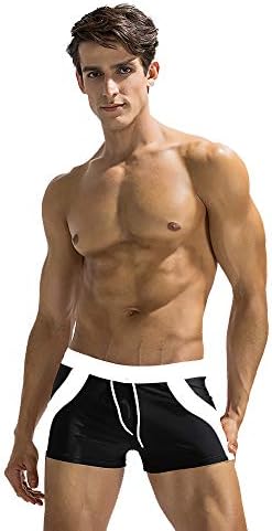 Shangrui Mens Quick Dry Long Swim Training Trunks Board Surfing Boxer Trunks Shorts