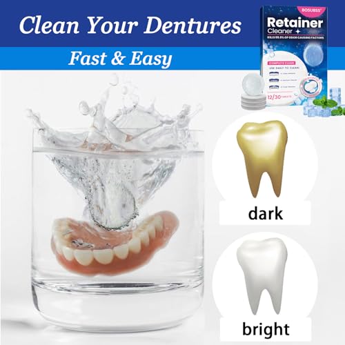 Yoerxing Denture Cleaning Tablets, Retainer Cleaner, Complete Clean for Dental Appliances, Clean, Effective Dental Cleaning for Teeth and Retainers