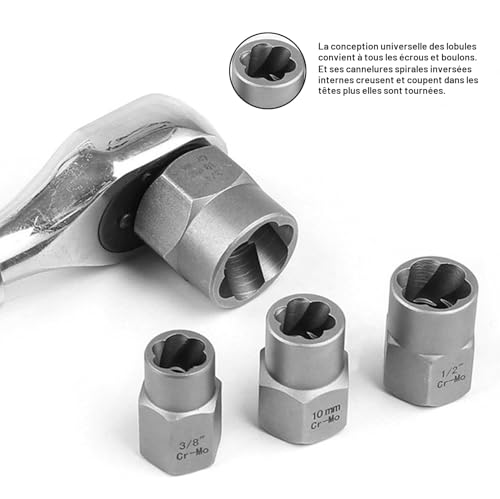 WIYETY Nut Extractor Set of 14 Helical Profile Screw Extractor Set, Socket Wrench Set, Bolt Extractor for Removing Damaged and Rusted Nuts and Screws (6.35-19mm)
