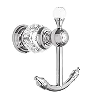 Kabter Crystal Series Brass Bathroom Towel Coat Hook, Polished Chrome