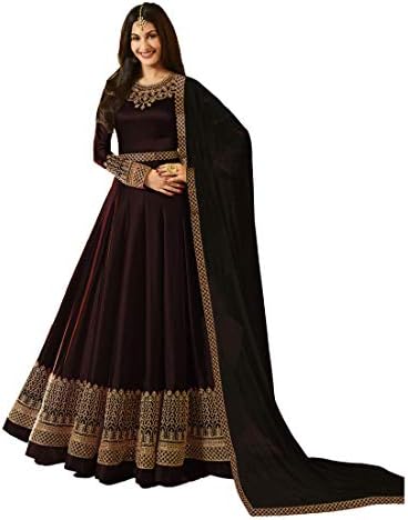 Niza Fashion Women's Faux Georgette Long Anarkali Suit (Green_Anarkali_Gown_ Free Size)