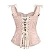Spiral Steel Boned Vintage Inspired Overbust Corset with Angled Panels and Shoulder Straps (L, Georgian Pink)