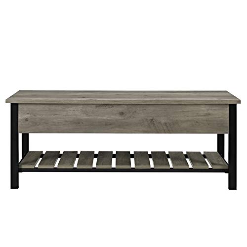 Pemberly Row Modern Farmhouse Entryway Bench Shoe Storage OpenTop