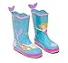 Kidorable Blue Mermaid Natural Rubber Rain Boots w/Fun Fishtail Pull On Heel Tab
