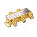 Cable Matters 2-Pack 2.4 Ghz 4 Way Coaxial Cable Splitter for STB TV, Antenna and MoCA Network - All Port Power Passing - Gold Plated and Corrosion Resistant