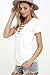 DREAGAL Women's Eyelet Lace Up Short Sleeve Top White Small