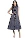 Aahwan Indian Tunic Top Kurti for Women Blue Denim and Taffteta Silk A-line Long Dress