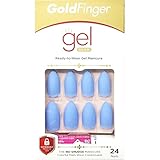 Kiss Gold Finger Gel Glam 24 Nails GFC06 Stiletto Matte Finish Cornflower Blue