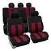 FH Group Striking Striped Car Seat Covers - Universal Fit, Low Back & Front, Airbag Compatible, Split Bench Rear, Washable Seat Covers for SUV, Sedan, Van - Burgundy