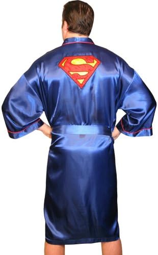 Classic Men's Superman "S" Logo Blue Satin Robe