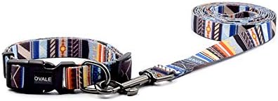 Olahibi Basic Dog Collar Leash Set 2 in 1, Durable Polyester Collar and 5ft Matching Lead for Small Dogs.(S, Splicing)
