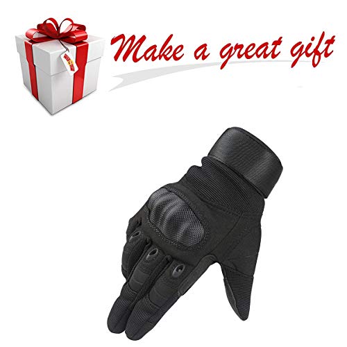 Tactical Gloves, Army Military Rubber Hard Knuckle Outdoor Full Finger Touch Screen Gloves for Men Cycling Motorcycle Hunting Shooting Hiking Camping Airsoft Paintball (XL, Black)