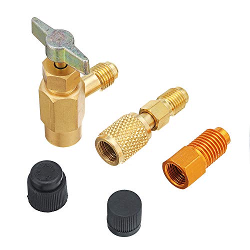 CoCocina 5pcs R1234yf R134a and R12 Special Can Tap Adapter Fittings Kit for 1/4 SAE 1/2 Inch Acme LH