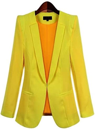 Amazon Co Jp Jpmsb 新しいプラスサイズレディースビジネススーツ春秋の全試合の女性 のブレザージャケットショートスリム長袖のブレザー女性のスーツ 色 黄 サイズ M ホーム キッチン