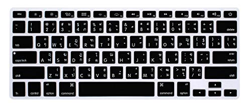 HRH Thai Silicone Keyboard Cover Skin for MacBook Air 13,MacBook Pro 13/15/17 (with or w/Out Retina Display, 2015 or Older Version)&Older iMac USA Layout Keyboard Protector-Black