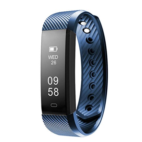 Fitness Tracker ID115 HR, Boofab Activity Tracker with Heart Rate Monitor Watch, IP67 Waterproof Smart Wristband with Calorie Counter Watch Pedometer Sleep Monitor for Kids Women Men (dark blue)