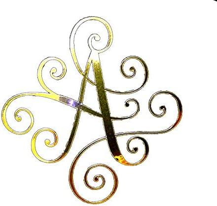 Eggleston Design Co Custom Elegant Scroll Vine Name Letter Monogram Vinyl Decal Bumper Sticker for Cars, Yeti Tumbler, Laptop, Phones (Gold Chrome, 2" x 2" (Fits Phones))