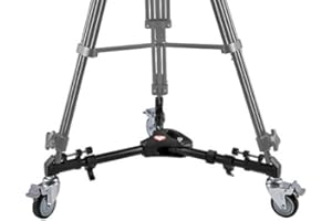Acouto VX-600 Foldable Tripod Dolly With 3 Wheels - Universal Camera Photography Stand Pulley Base - Professional Aluminium A