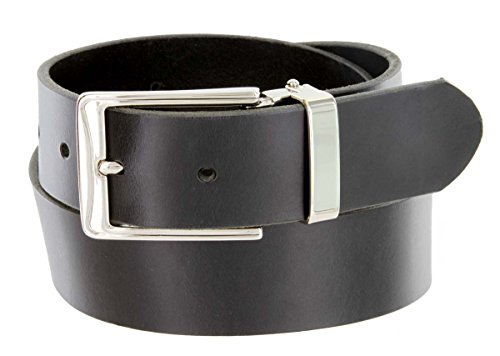 Genuine Leather Cowhide Dress Belt with Polished Nickel Buckle - Made in the USA - 35mm