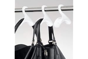 Bag-a-Vie Purse Hanger for Closet - Handbag Organizer Hooks for Hanging Bags & Purses, Protecting Bag Shape & Organizing Space (3 Hangers, White Plastic)