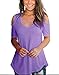 Aolakeke Cold Shoulder Short Sleeve Casual Cold Shoulder Tunic Tops Loose V Neck Criss Cross Blouse Shirts