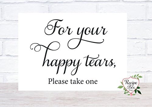 Happy Tears, For your happy tears, wedding signage, wedding hankie sign, Happy tears