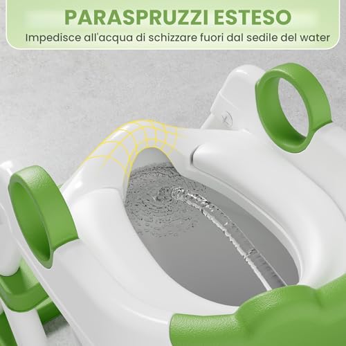 COOSEYA Frog Shaped Children's Toilet Reducer, 2 in 1 Potty with Ladder for Children, Waterproof Mat and Non-Slip Stool, Green