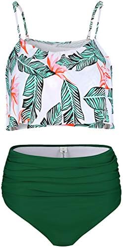 Byoauo Womens High Waist Bikini Swimsuits Two Piece Thin Shoulder Straps Plus Size Swimwear