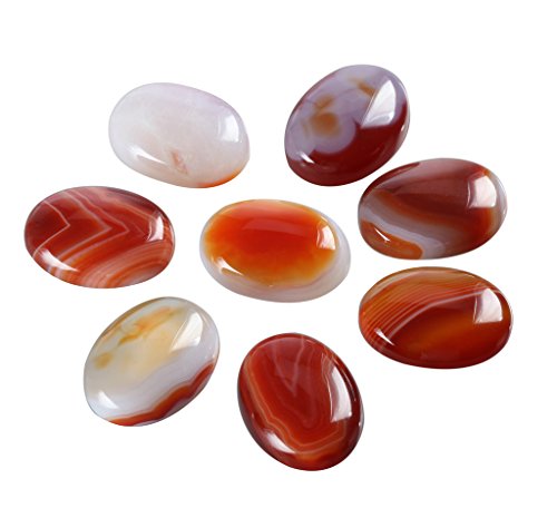 2pcs AAA Natural Red Stripe Agate Oval Cabochon Flatback Semi-precious Gemstone Cabochons 20x15mm #GN19-R