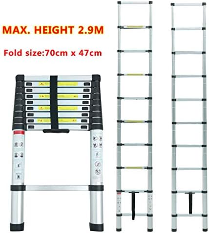 2.6m/2.9m/3.2m/4.1m Multi-Purpose Alloy Aluminum Retractable Multifunctional Ladder Telescopic Single Straight Extension Extendable Folding Step Ladder (2.9m)