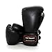 Pro Impact Pro Style Boxing Gloves Black - Durable Leather Knuckle Protection w/Wrist Fit for Boxing MMA Muay Thai or Fighting Sports Training/Sparring Use