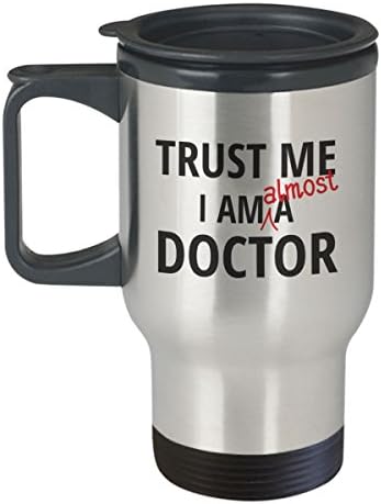 Doctor Stainless Steel Travel Mug - Funny Medical School Student Trust Me Gifts - 14oz Insulated Coffee Tea Tumbler With Lid And Handle
