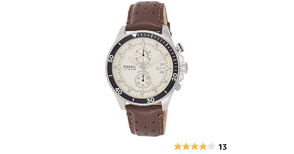 Men Beige Dial Leather Band Watch 