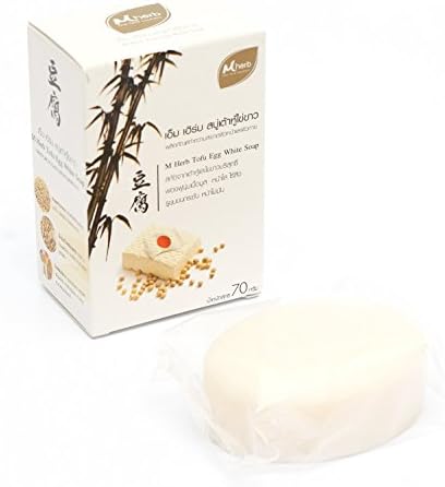 Mherb Tofu Egg White Soap 70g (2.47 Oz) , Soy and eggwhite extract soap for body and facial cleansing