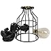 Rustic State Decorative Metal Cage Pendant Lamp by Rustic State with 15 Feet Toggle Switch Cord and Vintage Edison Light Bulb in Black