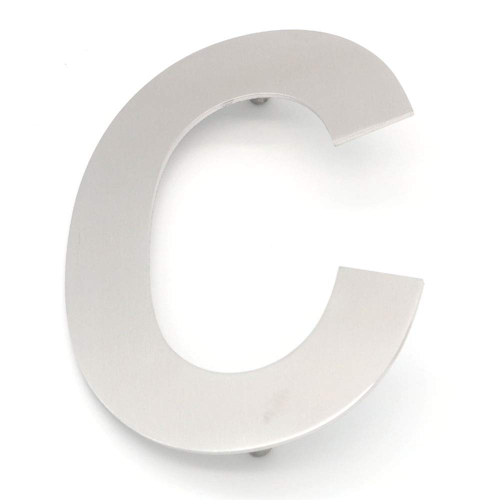 NUZAMAS Door Capital Letter C Number Plaques, Stainless Steel Hotel House Address Plaque Digits Plate Signs Street Numbers, Wall Mounted, 10.6cm Width 15cm High, Installation Kit Included
