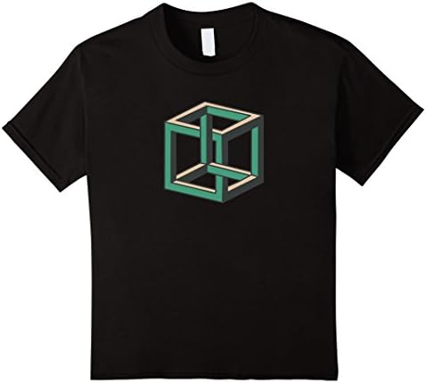 Impossible Cube Optical Illusion Tee Shirt - Kids 12 - Black