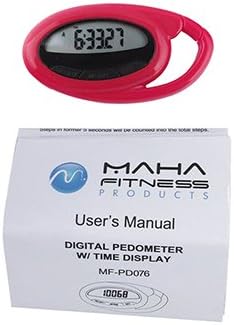 Maha Fitness Professional Pedometer with Time Display - Red