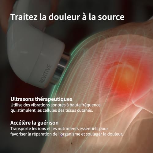 Revitive Ultrasound Therapy Device for Pain Relief, Muscle Recovery & Injury Healing - Promotes Faster Healing - Portable Therapy Machine - Includes Ultrasound Gel - Drug-Free, Home Use