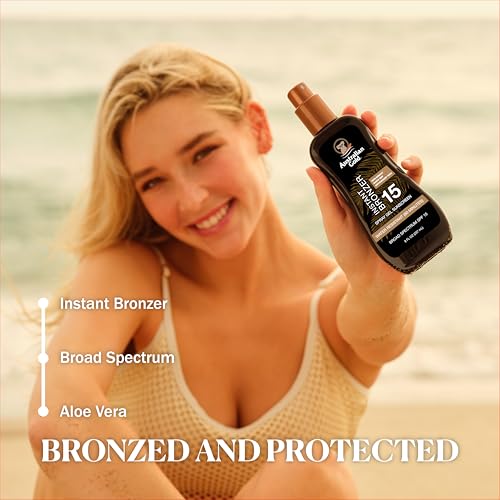 Australian Gold Instant Bronzer Water Resistant Sunscreen Spray Gel SPF 15, 8 Ounce